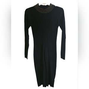 black bodycon dress with gold studs Moya